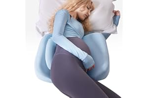 WEIKA Memory Foam Pregnancy Pillows for Sleeping, Maternity Pillow for Side Sleeper, Pregnancy Body Pillow for Pregnant Women Support for Back, Belly, Hips, Detachable Pillow Cover (Blue)