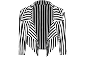 WearAll Damen Plus Freigestellte Wasserfall Blazer Damen Gestreift Druck Collared Geöffnet - 44-54