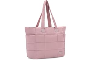 VASCHY Torba na ramię dla kobiet, lekka, pikowana torba robocza z przegródkami na laptopa, duża, bufiasta torebka dla pielęgniarki/nauczyciela/podróży/siłowni