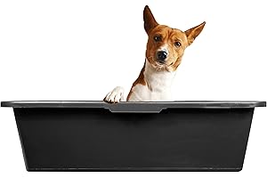 AP Supplies Dog Bath with Tap 40L – Heavy Duty Plastic Dog Washing Tub with Drain Valve & Hose Connector – Rectangular 40 Litre Grooming Bath, Easy Clean, Portable, Black