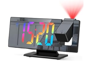 Ankilo Newest 180° Projection Alarm Clock, RGB Color Digital Alarm Clock for Bedroom with 7.8" Mirror Surface, 4-Level Brightness, Auto Dimmer Mode, Snooze Function, 12/24H Display