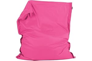 Bean Bag Bazaar Giant Bean Bag, Pink, Water Resistant Fabric, Floor Cushion, Beanbag for Indoor and Outdoor Use, Bean Bag with Filling Included, 180cm x 140cm, Gaming, Living Room, Garden