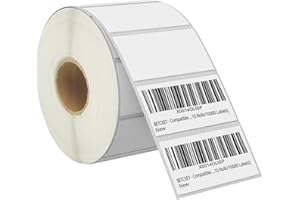 BETCKEY - 51mm x 25mm(2 in x 1 in) Perforadas Etiquetas Térmicas para Código de Barras y Dirección Compatible con impresoras Zebra y otras [1 Rolle/1300 Etiquetas]
