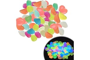 MsTeco 100 Stück Leuchtende Steine Bunt Leuchtsteine Garten Kieselsteine Deko Steine Kleine Fluoreszierende Steine Glow in the Dark Steine für Gehwege, Balkon, Vase Deko