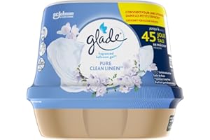 Glade Gel Premium - Désodorisant infusé aux Huiles Essentielles pour Toilette Et Salle de Bain - Pure Clean Linen - 45 Jours de Parfum