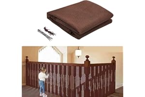 HIQE-FL Filet Securite Escalier,Filet Escalier Sécurité,Filet Escalier Sécurité Bebe,Filet Escalier Enfant,Filet de Sécurité pour Balcon,Filet de Protection Enfant (Braun)