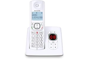 ALCATEL F530 Voice - Téléphone Fixe Sans Fil DECT Avec Répondeur - Grand Écran Rétroéclairé - Mains Libres - Fonction Blocage Des Appels - 2 Touches De Mémoires Directes - Blanc/Gris