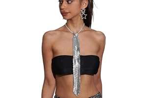 JIAHG Party Pailletten Krawatte Glitzernde Pailletten Fliegen Damen 70er Jahre Disco-Accessoire Uniform Krawatte Fasching Karneval Cosplay Party Kostüm