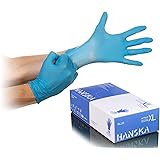 HANSKA 100 Guanti Monouso Nitrile Blu - Senza Polvere - Usa e Getta- Ambidestri - Non Sterili - Base di Gomma - Adatti per Am