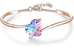 GEORGE · SMITH Bracelet Femme Argent Plaqué Réglable Bracelet Bijoux Cœur pour Femme avec Cristal Bleu Rose, Idéal Bijoux Cadeau Femme de Anniversaire pour Elle Maman Ami – avec Boîte Cadeau