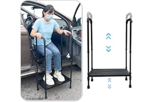 MYBOW Marchepied médical avec poignée, SUV, voiture, personnes âgées, marchepied handicap pour camping-car, maison mobile avec main courante pour adultes, personnes âgées, marchepied bariatrique en métal