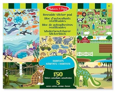 Melissa & Doug - 14196 - Bloc D’Autocollants Réutilisables - Habitats