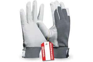 Gebol Uni Fit Comfort, 1 Pair of Work Gloves Made of High-Quality Leather, Men's Gloves for Construction, Mechanics & Garden with Elastic Waist and Velcro Fastening, Safety Gloves Size XL/10 White
