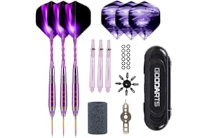 BIPY Kit de fléchettes avec pointe en acier et tiges en aluminium, tiges en aluminium, tiges en plastique, anneaux toriques, outil de fixation de fléchettes, aiguille, meule pour jeux de fléchettes en