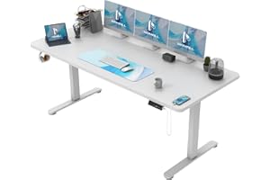 Homall Bureau Assis Debout Électrique 180x80 cm Bureau Réglable en Hauteur avec Fonction Mémoire et Système Anti-Collision, avec Plateau de Gestion des Câbles