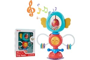 Yoolly Baby High Chair Toys with Suction Cup - Rattle Toy for Babies 6+ Months, Highchair Activity Toy for Toddlers, Rattle Toy 6 9 12 Months Baby Gifts Toys - Blue