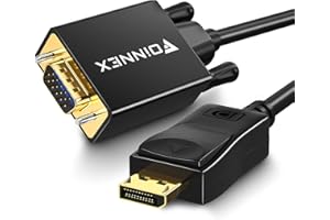 FOINNEX Cable DisplayPort a VGA, Cable DP to VGA 2M /6.6FT Adaptador, Cable Display Port in a VGA out, 1080P@60Hz Cable Compatible con PC,Laptop,Desktop a Monitor,TV,Proyector, Macho a Macho