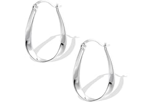 ALEXCRAFT Pendientes Mujer Plata, Pendientes Aro Ovalados Gruesos, Aretes Aro Grandes, Chunky, Ligero, Hipoalergénico, Forma de U, Moda, Regalos de Joyería para Mujeres Niñas