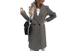 FRESQA Cappotto lungo di lana da donna autunnale Cappotto nero da donna moda retrò Cappotto a maniche lunghe Cappotto blu Cappotto casual da strada invernale da indossare