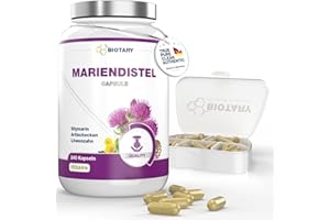 ‎BIOTARY BIOTARY Mariendistel 240 Kapseln Hochdosiertes 80% Silymarin Extrakt 8 Monatsvorrat inklusive Pillenbox Mit Artischocken und Löwenzahn 100% Vegan hohe Bioverfügbarkeit