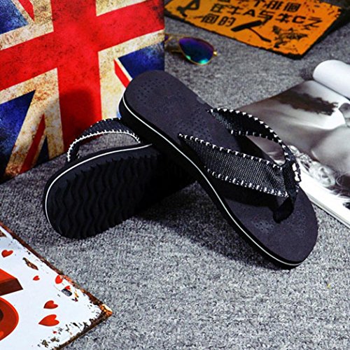 Herren Sommer Flip Flops Xinan Streifen Schuhe Sandalen Slipper (44, Schwarz) - 5