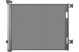 DEARLOMUM Barrière de Sécurité Rétractable pour Bébé et Animaux Chiens, Extensible de 0-140cm, Porte de Sécurité pour Escaliers, Couloirs et Portes – Utilisation Intérieure et Extérieure gris