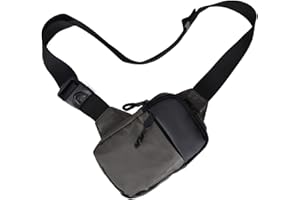 Marjoramy Shoulder Bag, Mini Crossbody Bag, Chest Bag, Sling Bag with Double Pocket, Water-Repellent Shoulder Bag, Hands-Free for Runners, Workout, Hiking, Cycling and Travel (Grey), gray