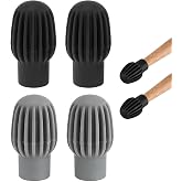 ZEXIJOW Grey and Black Silicone Silent Drumstick Tips,4 Pack Percussion Instrument Mute Sleeves,Durable Practice Accessories