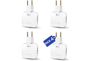 【Pack of 1-2 – 3 and 4 】 Flat Plug | Flat Wall Socket Extra Flat 3 Sockets Swivel 180º | Thief Plug | Flat Plugs Back Furniture | Thief Plug | Thieves for Sockets