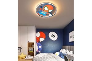 SAIVITT LED Deckenleuchte Kinderzimmer Babyzimmer Dimmbar Deckenlampe mit Fernbedienung Kreativ Cartoon Marvel Spiderman Rund Deckenbeleuchtung für Modern Junge Kinder Schlafzimmer Wandleuchte (Blau, Ø45cm)