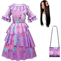 Disnnie Vestito Costume Mirabel Bambina - Costume Isabella Encanto per Ragazze Halloween Cosplay