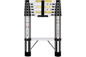 HUIYOPU Scala Telescopica 2m, Scala Retrattile in Acciaio Inox, Capacità di Carico 150kg, Adatta per La Manutenzione Della Casa, L'Accesso Alla Soffitta, La Costruzione, Ecc.