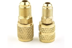 FUBESK Adaptateur R410a 5/16 SAE F coupleurs rapides vers 1/4 SAE M Flare 5/16 SAE M vers 1/4 SAE, utilisé pour R410a avec mini système de fractionnement de coque, chauffage, climatisation et réfrigération