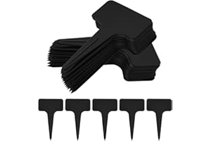 NICELAND Lot de 100 étiquettes pour plantes - En plastique - Pour l'extérieur - Résistantes aux intempéries - 10 x 6 cm - Pour légumes, fleurs, plantes en pot, herbes (noir)