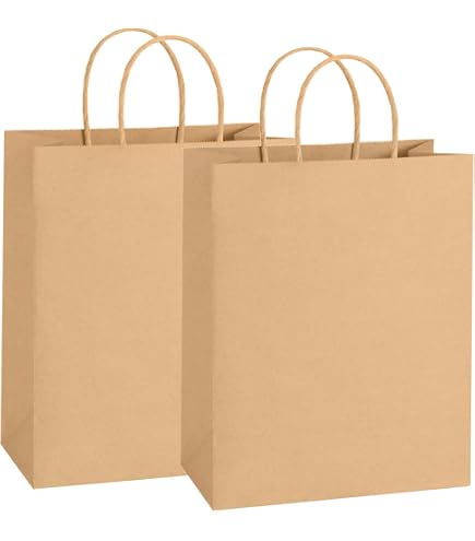 Gcardist 30 sacchetti regalo marroni con manici, 20 x 7 x 15 cm - Piccola taglia - Sacchetti di carta kraft - Più usi (15 x 8 x 21, piccola taglia