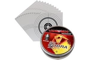 SHOOT-CLUB24 Luftgewehr Cobra Diabolo 5,5 mm Spitzkopf geriffelt – 1. Dose (4.1964) + 25 ShoXx.® Zielscheiben 14x14 cm mit 250 g/m² und spezieller Struktur - ShoXx.® Set