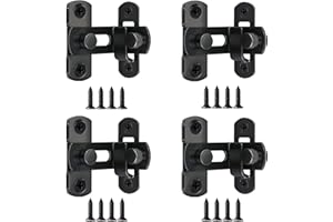 ANBOWEI 4pcs Pestillo Puerta Granero 90 Grados 3" Pestillo Abatible Cerradura Puerta Corredera Acero Inoxidable con Tornillos para Puerta Interior Exterior Armario Granero Ventana - Negro