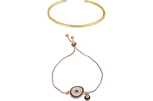 Pipa Bella by Nykaa Fashion Stylish Gold And Blue Evil Eye Chain Bracelet For Women