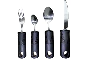 ZHAOCAIGUI Set of 4 Fitted Cutlery for Parkinson's, Arthritis, Multiple Sclerosis, Elderly, Shaky Hands, Disabled People
