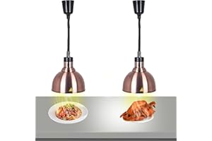 VFDZ Lampada Riscaldante per Alimenti, Lampade Scaldavivande Cucina Retrattili, 250W Lampade Riscaldanti per Cucina a Buffet Sospesa per Ristoranti, Cucine, Hotel (Rame Rosso, 2 Pezzi)