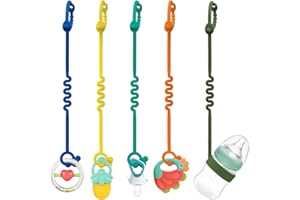 ETETOO Sangles de jouets pour bébé - Lot de 5 sangles réglables en silicone pour bébé et sangles de gobelet pour poussettes, chaises hautes, berceaux, sièges de voiture, silicone de qualité alimentaire