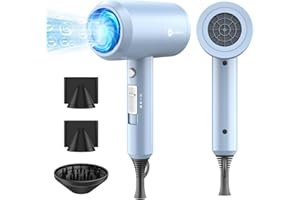 ‎SLOPEHILL (Outlet) Ionen Föhn AC Motor 1800W Haartrockner, slopehill Schnelltrocknen Hair Dryer, Haarfön mit Heiß-/Kalttaste, 3 Fön Concentrators and Diffuser, 3 Temperatureinstellungen, 2-Gang (Mattblau)