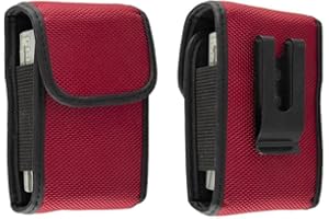 caseroxx Funkmeldertasche – passend für Swissphone, u.v.m. - Tasche mit Gürtelclip & Klettverschluss, rot