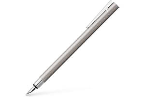 Faber-Castell 342101 - Penna stilografica Neo Slim in acciaio inox, larghezza pennino F, argento opaco