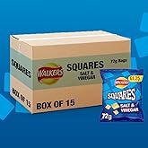 Walker Squares Salt & Vinegar Snacks Crisps Case of 15x72g