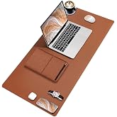 Black Deer PU Deri Mouse Pad Dikişli Kenar Dayanıklı B&uuml;y&uuml;k Boy &Ccedil;ift Y&ouml;nl&uuml; Kullanım Ofis Masa Matı S&uuml;men(KAHVERENGİ, 90X40 XL)