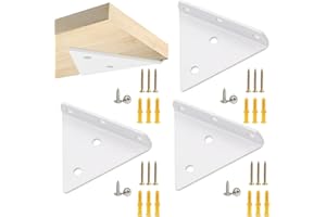 WEERSTONE Regalhalterungen, 4 Stück, unsichtbare Dreieck-Wandhalterungen, versteckte Wandregalhalterungen, Wandmontage, schwebende Regalhalterungen für Lagerregal, Bücherregal, Küchenregale (weiß)