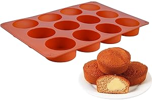 Melearch Teglia per muffin, stampo in silicone per dolci con 12 Stampi Muffin, pirottini in silicone, stampi per muffin antiaderente, stampo mini plumcake - Senza BPA e lavabile in lavastoviglie