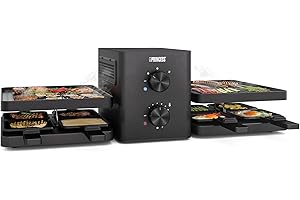 ‎PRINCESS Princess Raclette Purify, 8 Personen, Integriertes Luftfiltersystem, Verstellbarer Thermostat, Spülmaschinenfeste Teile, Antihaftbeschichtung, 2m Kabel, Modernes Design, Überhitzungsschutz, 162660