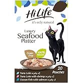 HILIFE it's only natural - Wet Cat Food - Luxury Seafood Platter in Jelly Tuna Loin Salmon Shrimps - 100% Natural Grain Free,